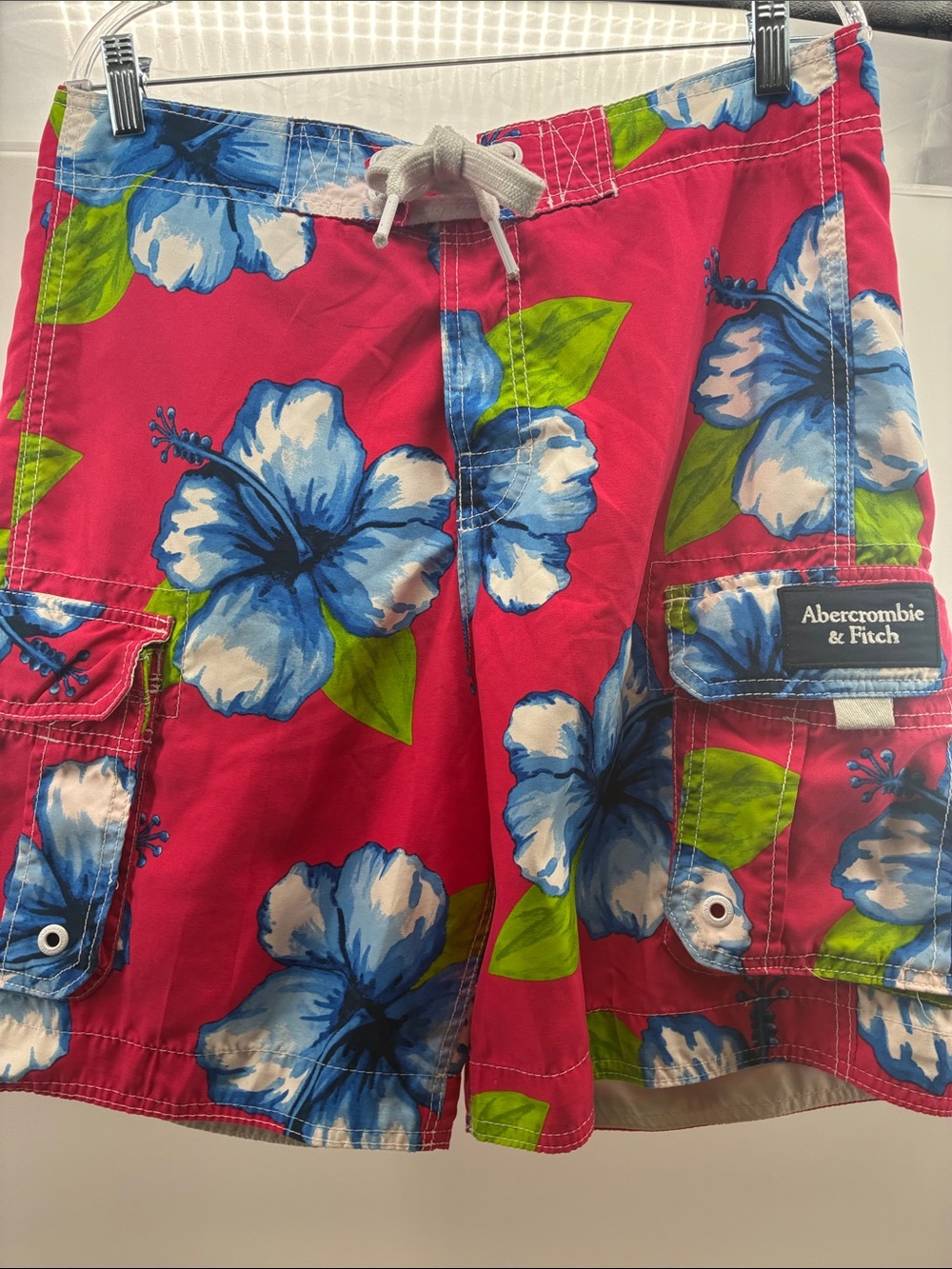 Abercrombie & Fitch Hot Pink Floral Cargo Swim Shorts